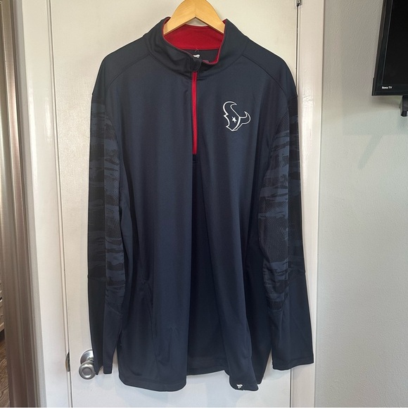 Houston Texans Fanatics Ringer Quarter-Zip Jacket - Navy. 3XL. - Picture 3 of 9